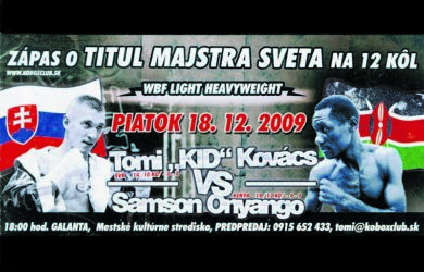 Kovács Tamás (Tomi Kid) WBF-világbajnoki címért vívott galántai mérkőzésére külön műsorfüzet jelent meg 2009-ben. Ennek a borítólapja is bekerült retrós gyűjteményünkbe galántai profi ökölvívó világbajnokunk tiszteletére.