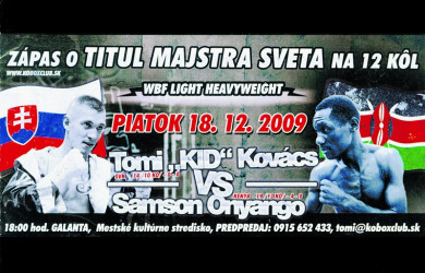 Kovács Tamás (Tomi Kid) WBF-világbajnoki címért vívott galántai mérkőzésére külön műsorfüzet jelent meg 2009-ben. Ennek a borítólapja is bekerült retrós gyűjteményünkbe galántai profi ökölvívó világbajnokunk tiszteletére.